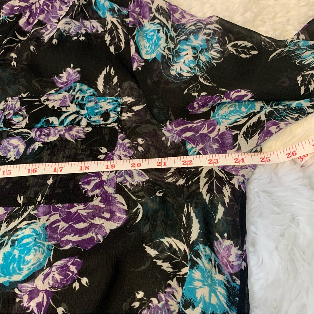 Torrid sheer black floral blouse size 2 - Picture 11 of 14